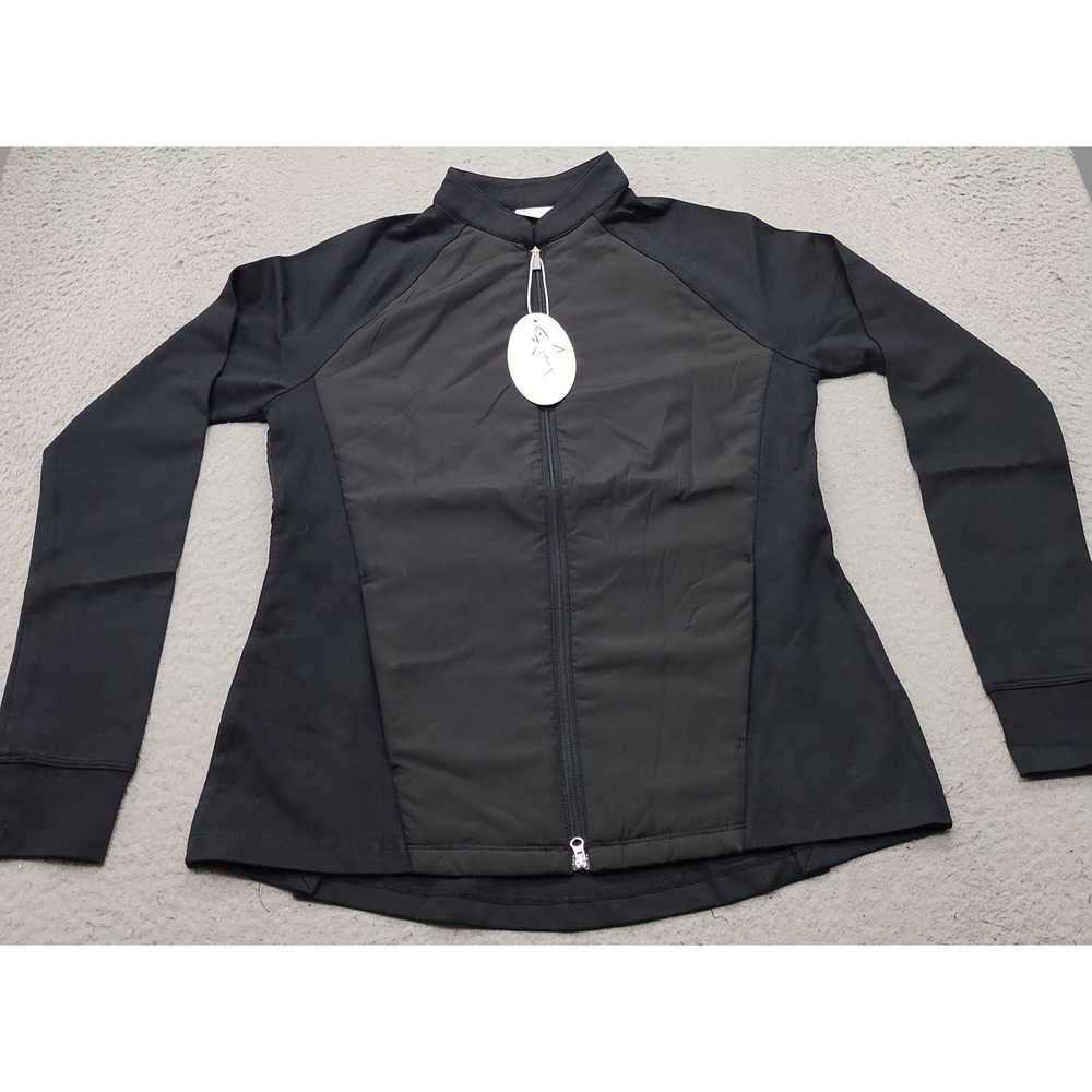 Greg Norman Golf Full Zip Jacket Women M Black Stretch Water Repellent G2S23J070